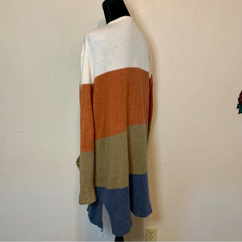 Madewell Kent Stripe Cardigan Sweater Longline Open Front Color Block Size Small